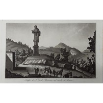 Colosso di San Carlo Borromeo sul monte d'Arona. Acquatinta. GANDINI